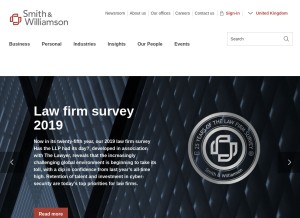 How smithandwilliamson.com looks like on a tablet such as an iPad.