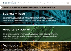 How smithbucklin.com looks like on a tablet such as an iPad.