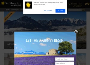How smithsonianjourneys.org looks like on a tablet such as an iPad.