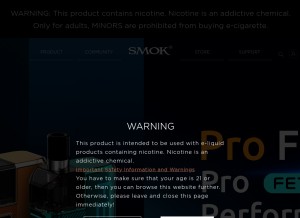 How smoktech.com looks like on a tablet such as an iPad.