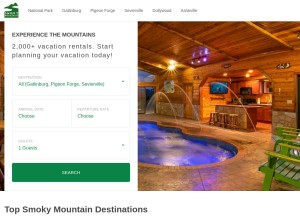 How smokymountains.com looks like on a tablet such as an iPad.