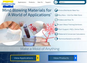 How smooth-on.com looks like on a tablet such as an iPad.