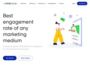 How smsbump.com looks like on a tablet such as an iPad.