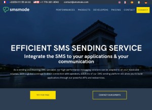 How smsmode.com looks like on a tablet such as an iPad.