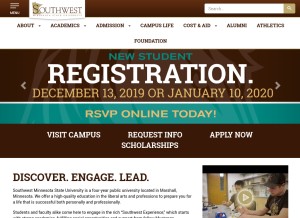 How smsu.edu looks like on a tablet such as an iPad.