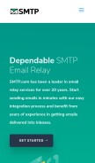 How smtp.com looks like on a mobile device such as an iPhone.