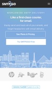 How smtp2go.com looks like on a mobile device such as an iPhone.