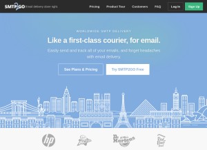 How smtp2go.com looks like on a tablet such as an iPad.