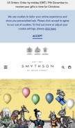How smythson.com looks like on a mobile device such as an iPhone.