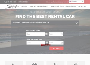 How snaautorental.com looks like on a tablet such as an iPad.