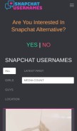 How snapchatusernames.net looks like on a mobile device such as an iPhone.