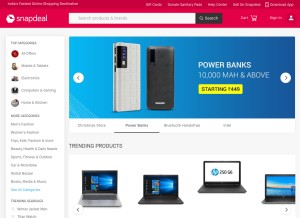 How snapdeal.com looks like on a tablet such as an iPad.