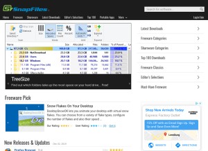 How snapfiles.com looks like on a tablet such as an iPad.