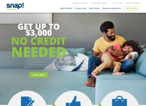 How snapfinance.com looks like on a tablet such as an iPad.