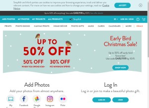 How snapfish.ie looks like on a tablet such as an iPad.