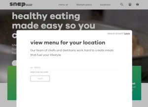 How snapkitchen.com looks like on a tablet such as an iPad.
