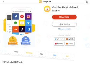 How snaptubeapp.com looks like on a tablet such as an iPad.