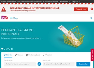 How sncf.com looks like on a tablet such as an iPad.