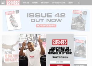 How sneakerfreaker.com looks like on a tablet such as an iPad.