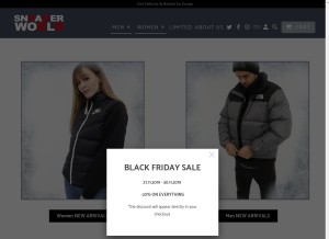 How sneakerworldshop.com looks like on a tablet such as an iPad.