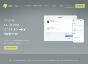 How snipcart.com looks like on a tablet such as an iPad.