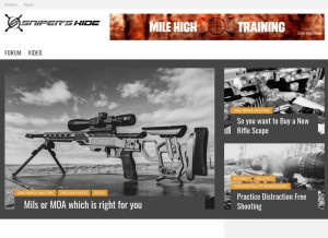 How snipershide.com looks like on a tablet such as an iPad.