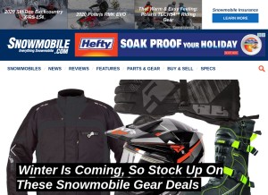 How snowmobile.com looks like on a tablet such as an iPad.