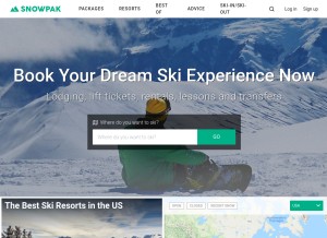 How snowpak.com looks like on a tablet such as an iPad.