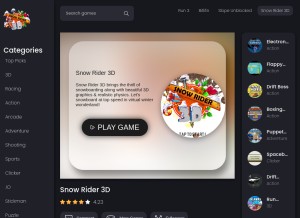 How snowrider3d.co looks like on a tablet such as an iPad.