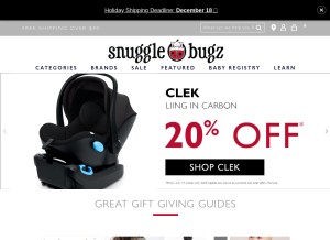 How snugglebugz.ca looks like on a tablet such as an iPad.