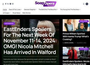 How soapoperadaily.com looks like on a tablet such as an iPad.