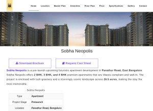 How sobhaneopolis.org.in looks like on a tablet such as an iPad.