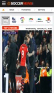 How soccernews.com looks like on a mobile device such as an iPhone.