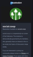 How social.coop looks like on a mobile device such as an iPhone.