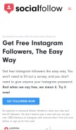 How socialfollow.co looks like on a mobile device such as an iPhone.