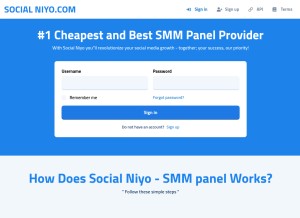 How socialniyo.com looks like on a tablet such as an iPad.
