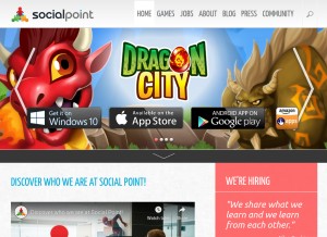 How socialpointgames.com looks like on a tablet such as an iPad.