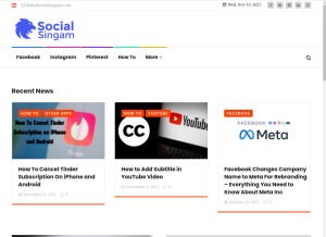 How socialsingam.com looks like on a tablet such as an iPad.