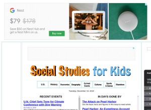 How socialstudiesforkids.com looks like on a tablet such as an iPad.