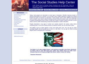 How socialstudieshelp.com looks like on a tablet such as an iPad.