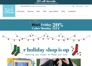 How sockdrawer.com looks like on a tablet such as an iPad.