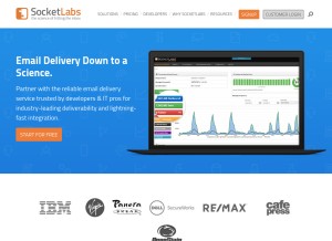 How socketlabs.com looks like on a tablet such as an iPad.