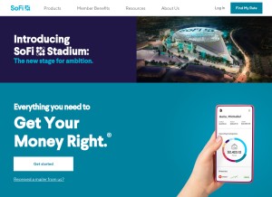 How sofi.com looks like on a tablet such as an iPad.