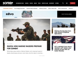 How sofrep.com looks like on a tablet such as an iPad.