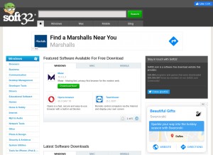 How soft32.com looks like on a tablet such as an iPad.