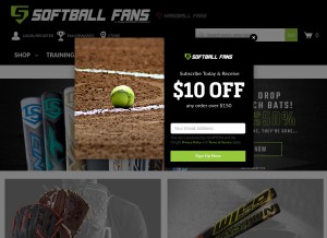 How softballfans.com looks like on a tablet such as an iPad.