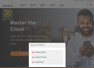 How softchoice.com looks like on a tablet such as an iPad.