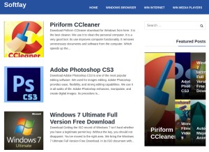 How softfay.com looks like on a tablet such as an iPad.