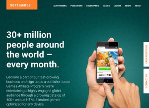 How softgames.com looks like on a tablet such as an iPad.