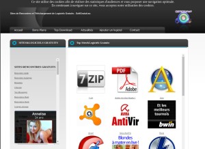 How softgratuit.eu looks like on a tablet such as an iPad.